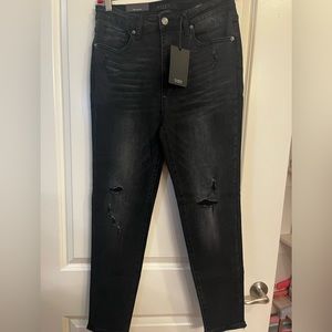 Risen High Rise Vintage Washed Black Skinny Jeans